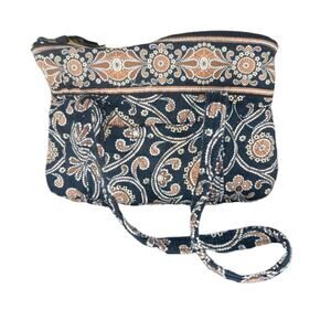 Ladies Vera Bradley Purse Shoulder Bag In Black And Camel Paisley Womens Purse